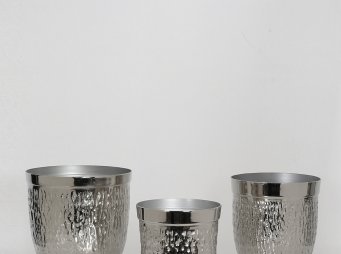 AK.IR0065 3 LU DEKORATIF VAZO SILVER-19.5x20/18x17/15x14